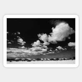 Tropical Beach in Black and White Sticker